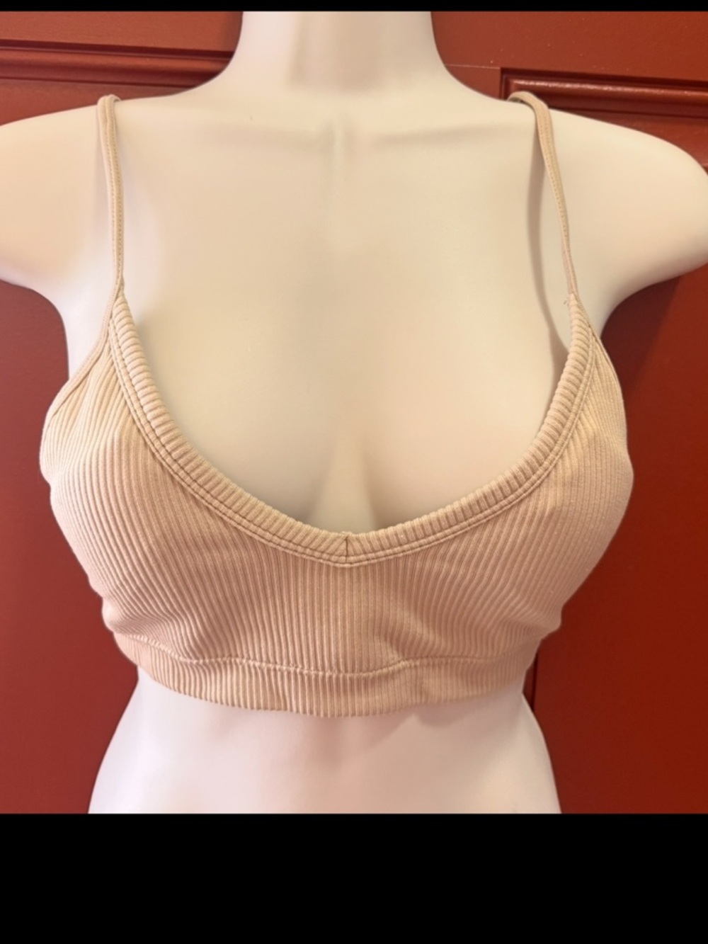 NoBo No Boundaries Ribbed Bra Bralet- Light Peach, XS